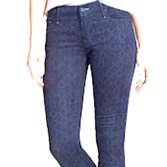 NWT MOTHER THE LOOKER Foulard Me Once Skinny Jeans Blue Tile Print 26 MSRP $228 - Picture 3 of 8